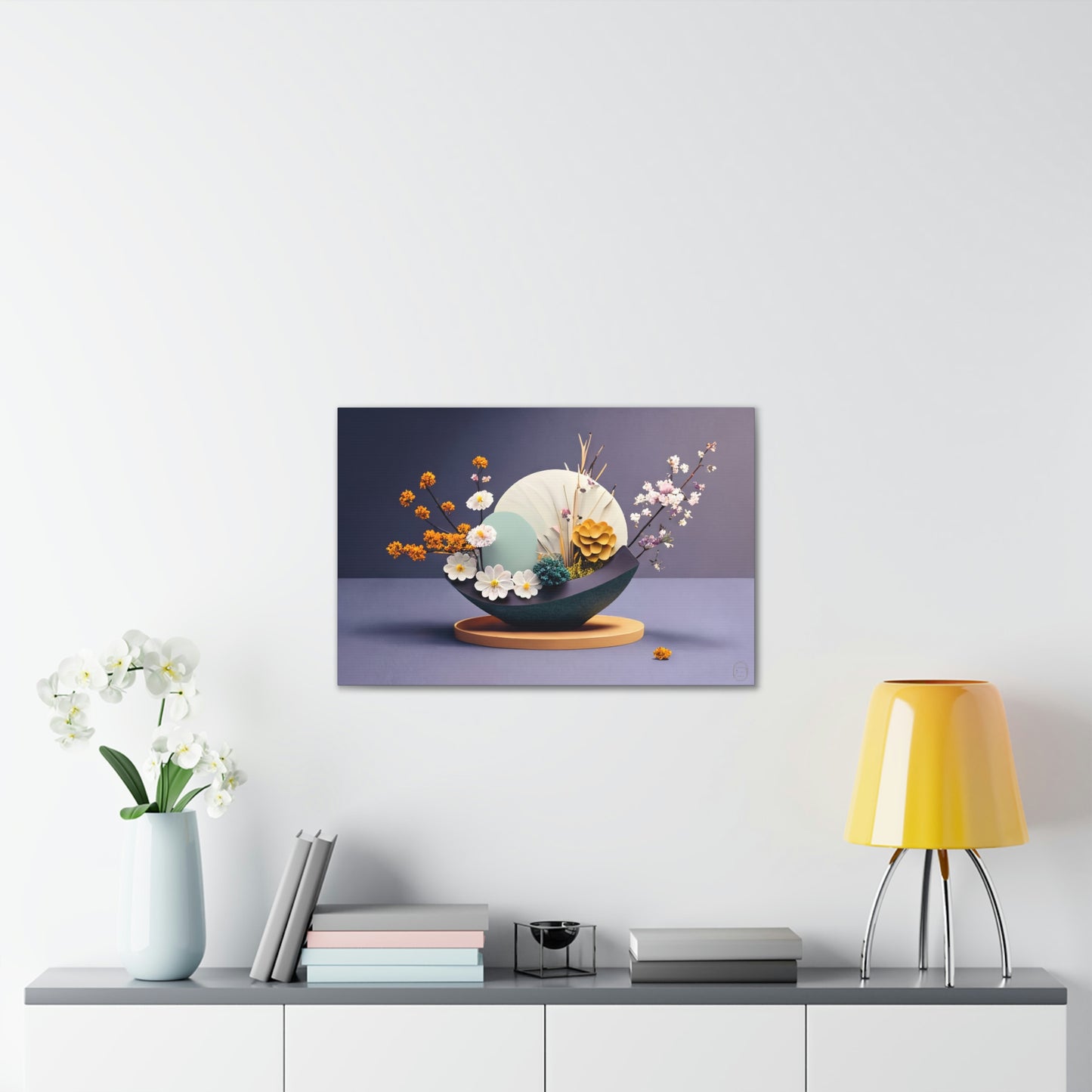 "Spring Awakening" Modern Ikebana Home Decor - Canvas Stretched, 0.75"