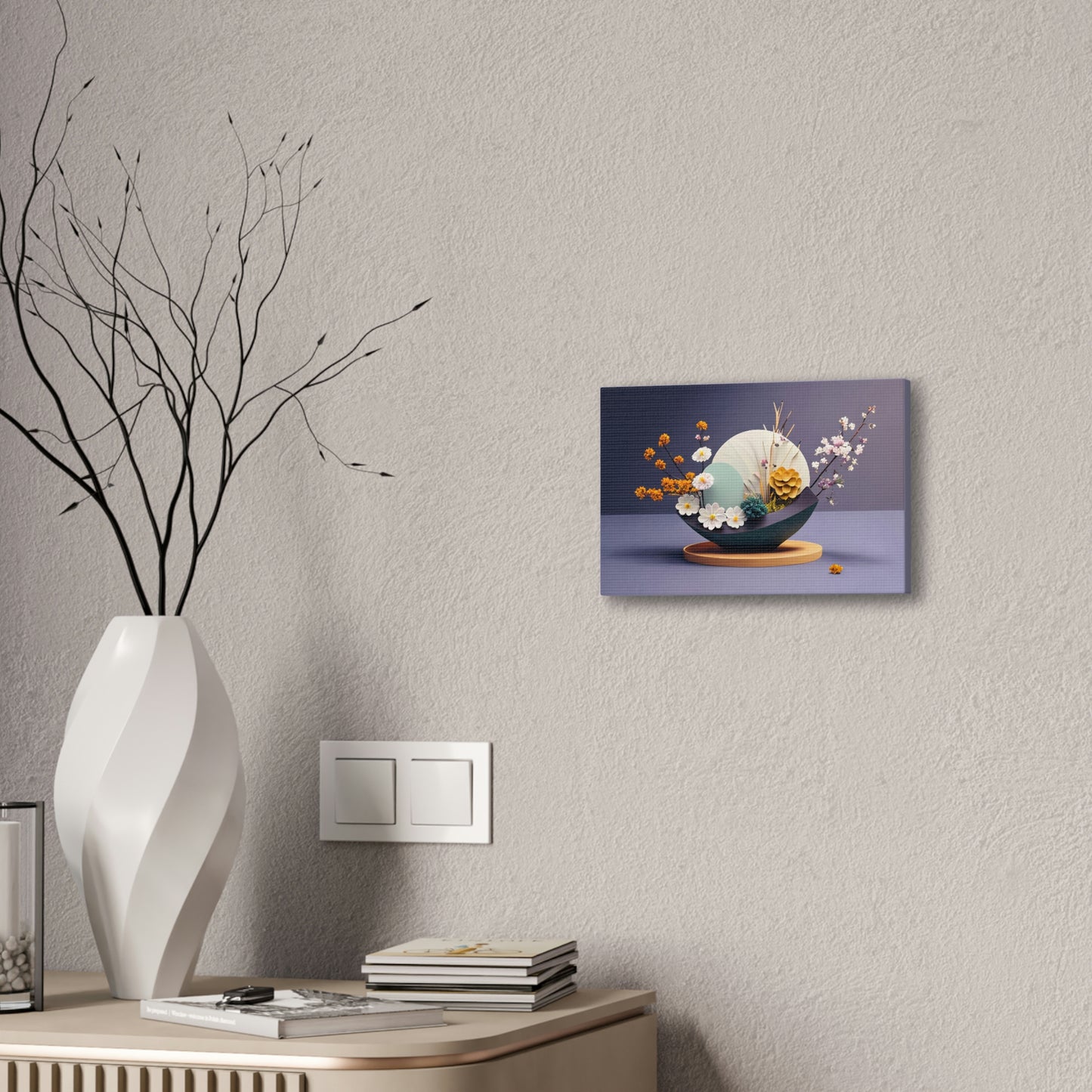 "Spring Awakening" Modern Ikebana Home Decor - Canvas Stretched, 0.75"