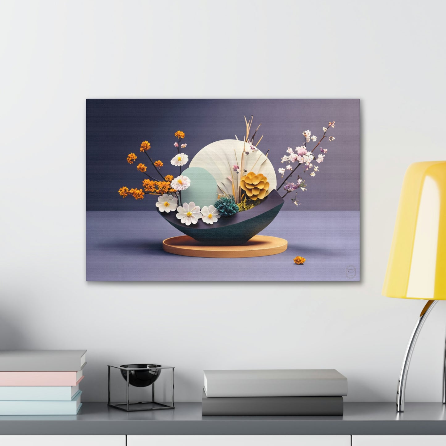 "Spring Awakening" Modern Ikebana Home Decor - Canvas Stretched, 0.75"